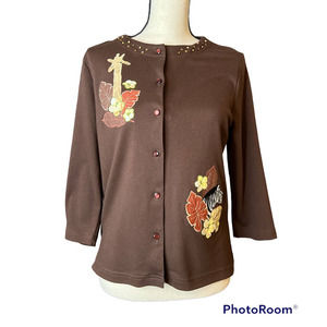 Breckenridge Jacket in Brown with Giraffe and Zebra Appliques Size Petite Small
